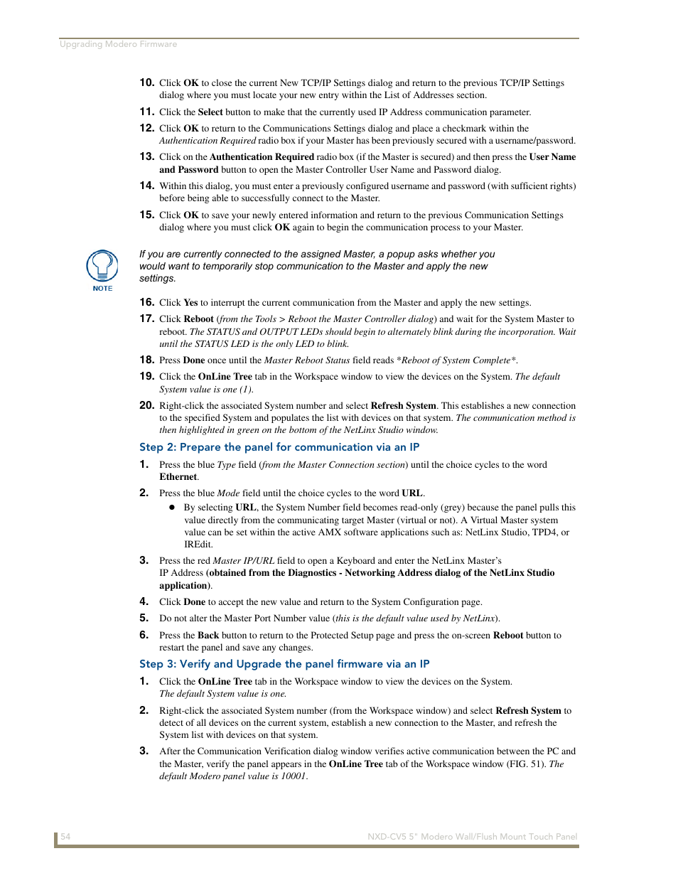 AMX Modero NXD-CV5 User Manual | Page 66 / 152