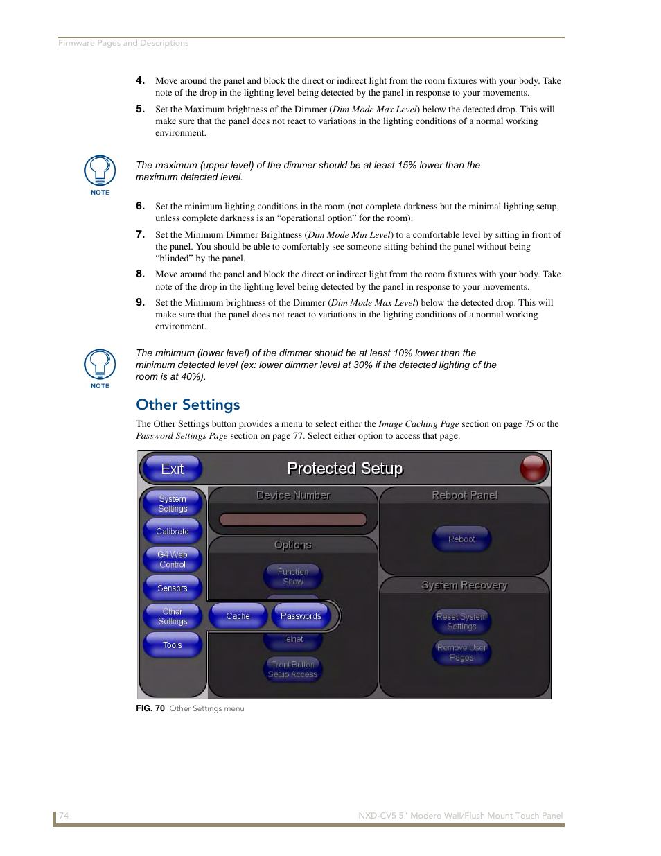 Other settings | AMX Modero NXD-CV5 User Manual | Page 86 / 152