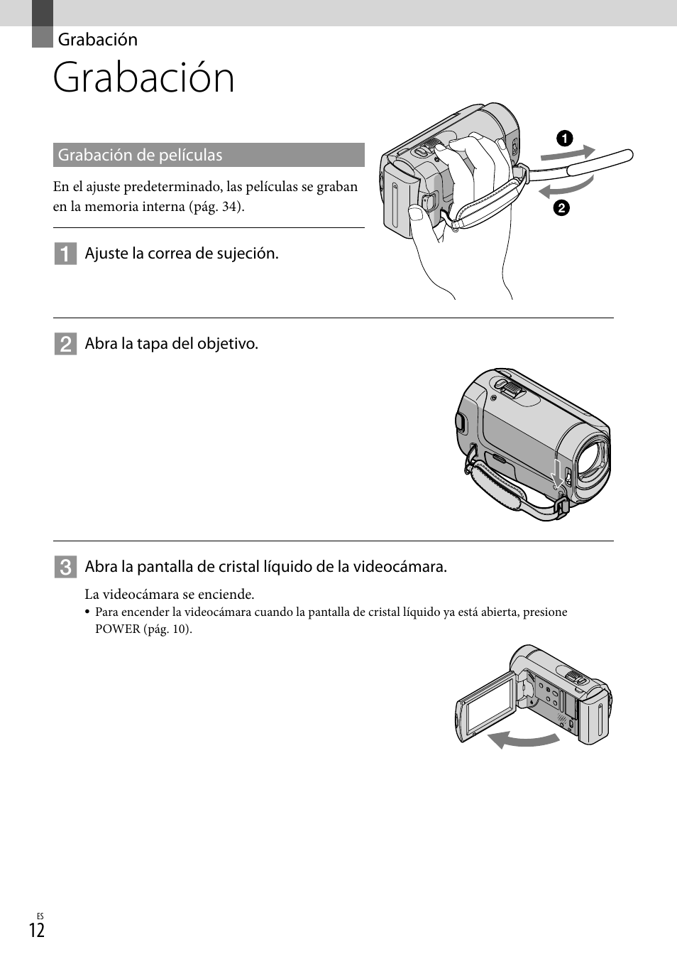 Grabación | Sony DCR-SX40 User Manual | Page 66 / 108