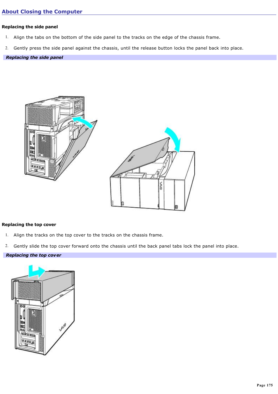 About closing the computer | Sony VGC-RA716GY User Manual | Page 175 / 262