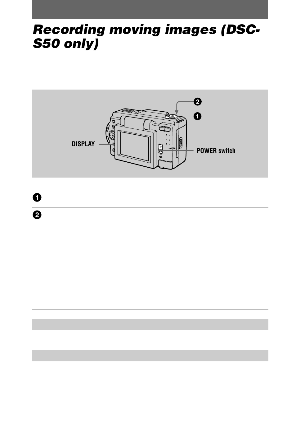 Recording moving images (dsc- s50 only), Recording moving images, Dsc-s50 only) | Sony DSC-S30 User Manual | Page 20 / 68