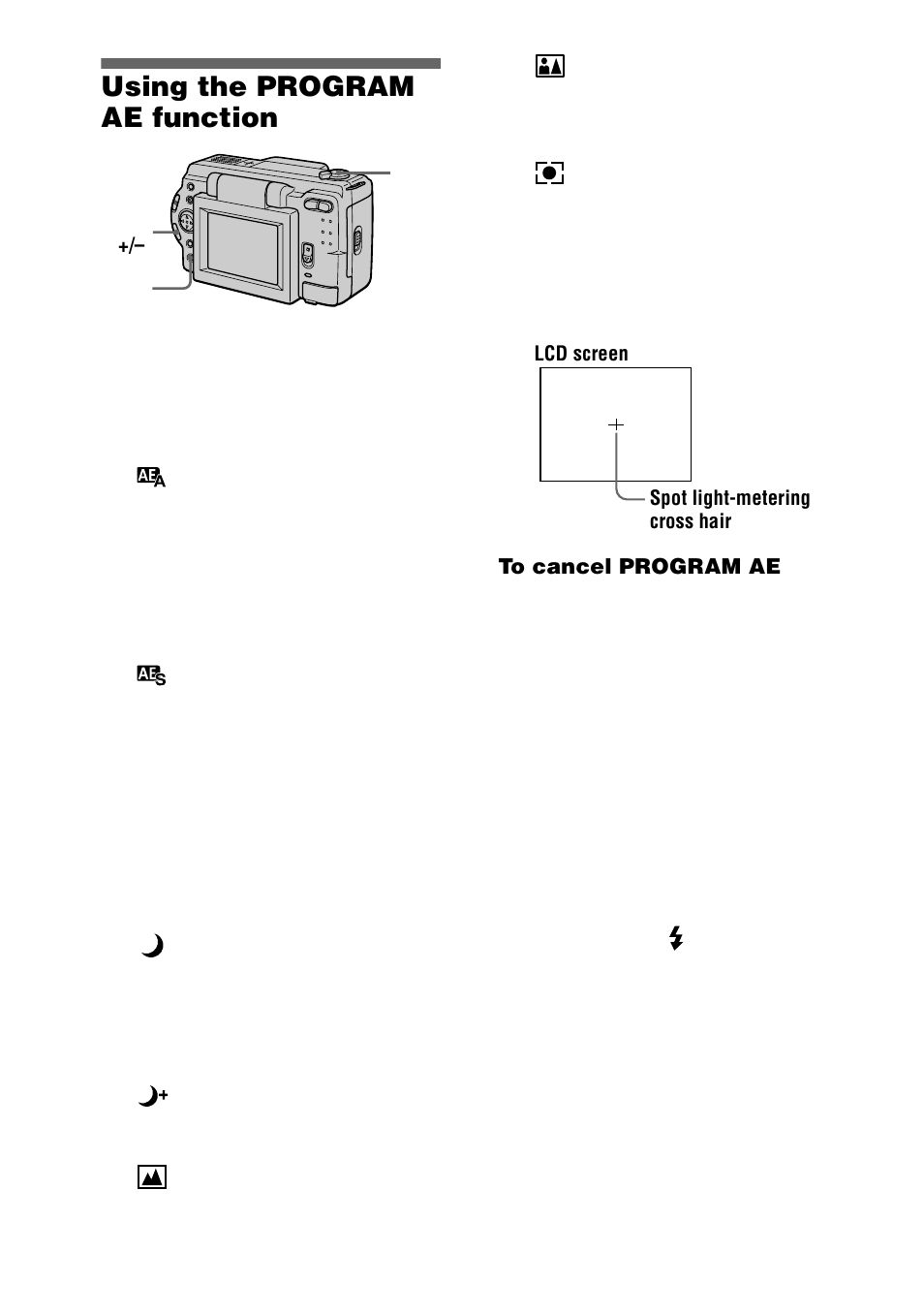 Using the program ae function, 42 using the program ae function | Sony DSC-S30 User Manual | Page 42 / 68