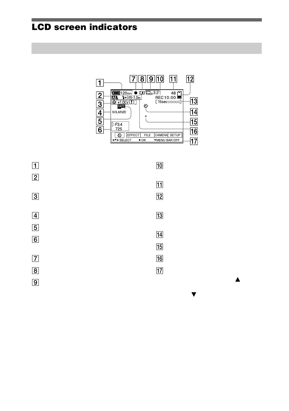 Lcd screen indicators, The indicators during recording, 64 lcd screen indicators | Sony DSC-S30 User Manual | Page 64 / 68