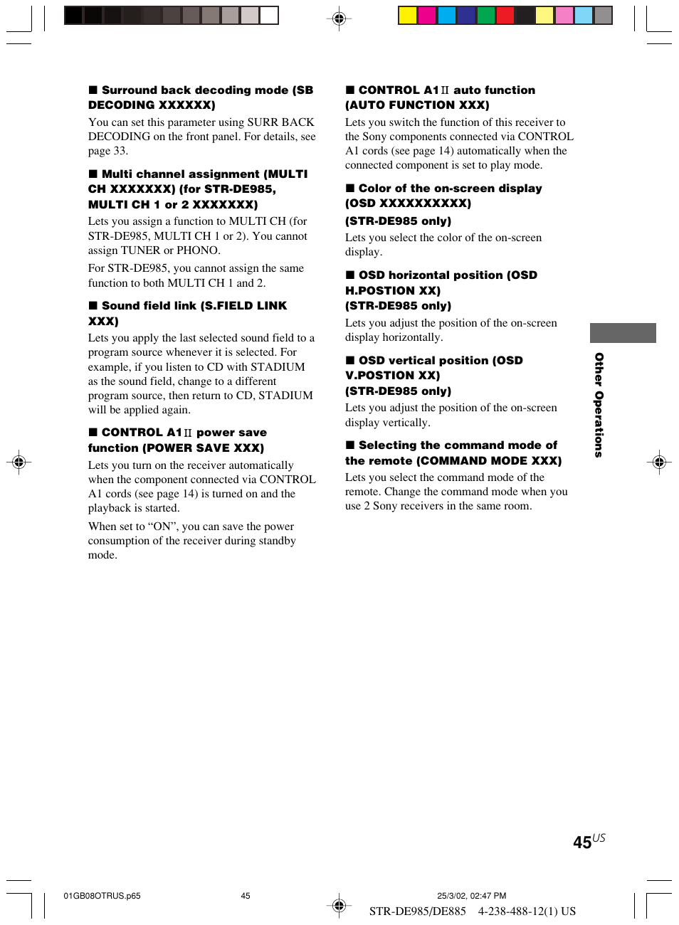 Sony STR-DE985 User Manual | Page 45 / 71