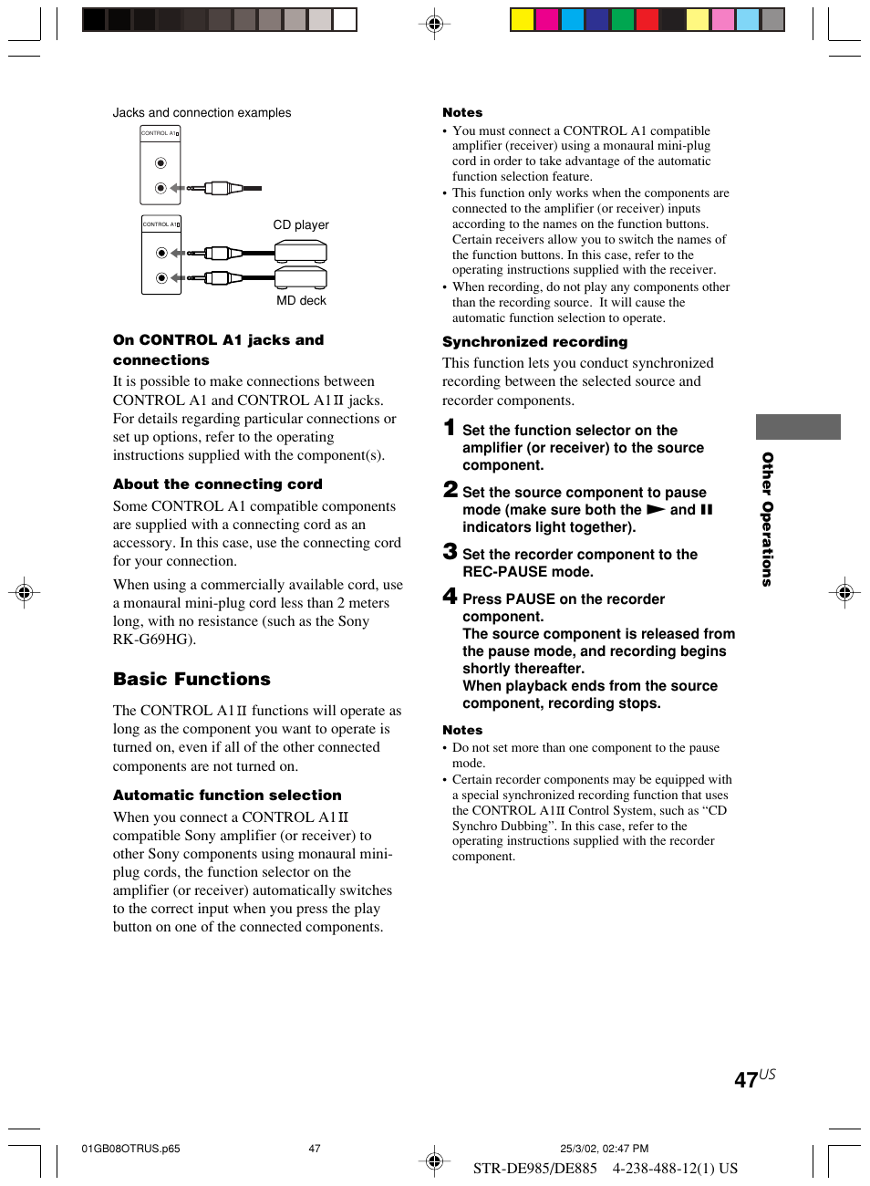 Basic functions | Sony STR-DE985 User Manual | Page 47 / 71