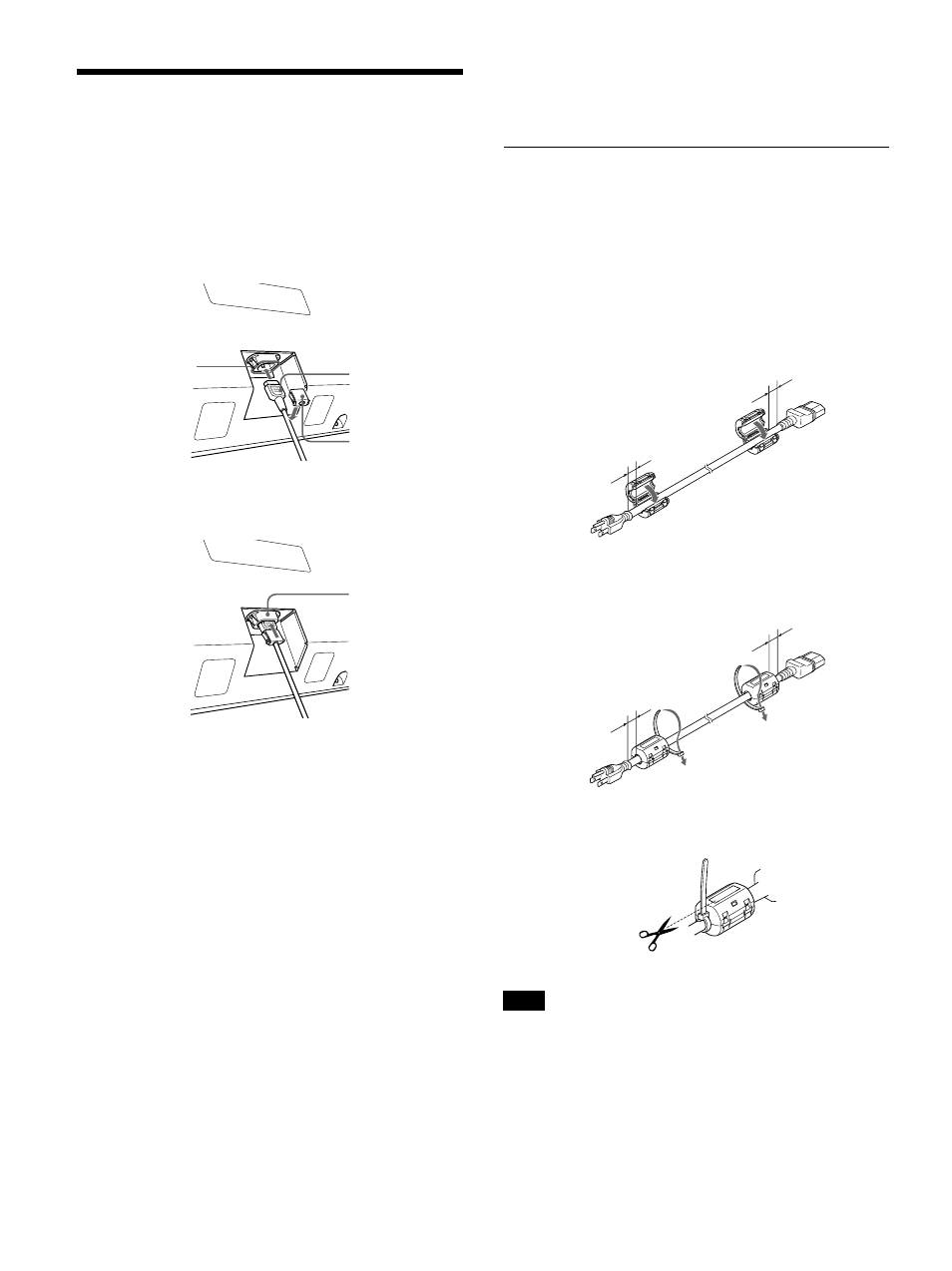 Conexiones, Conexión del cable de alimentación de ca, Al fijarlo al cable de alimentación de ca | Sony PFM-42B2H User Manual | Page 210 / 294