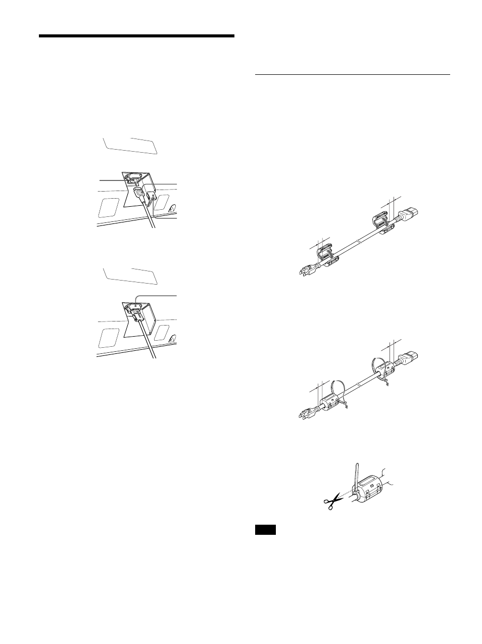 Connections, Connecting the ac power cord, Attaching the ferrite core (pfm- 42b2/42b2e only) | When attaching to the ac power cord | Sony PFM-42B2H User Manual | Page 66 / 294