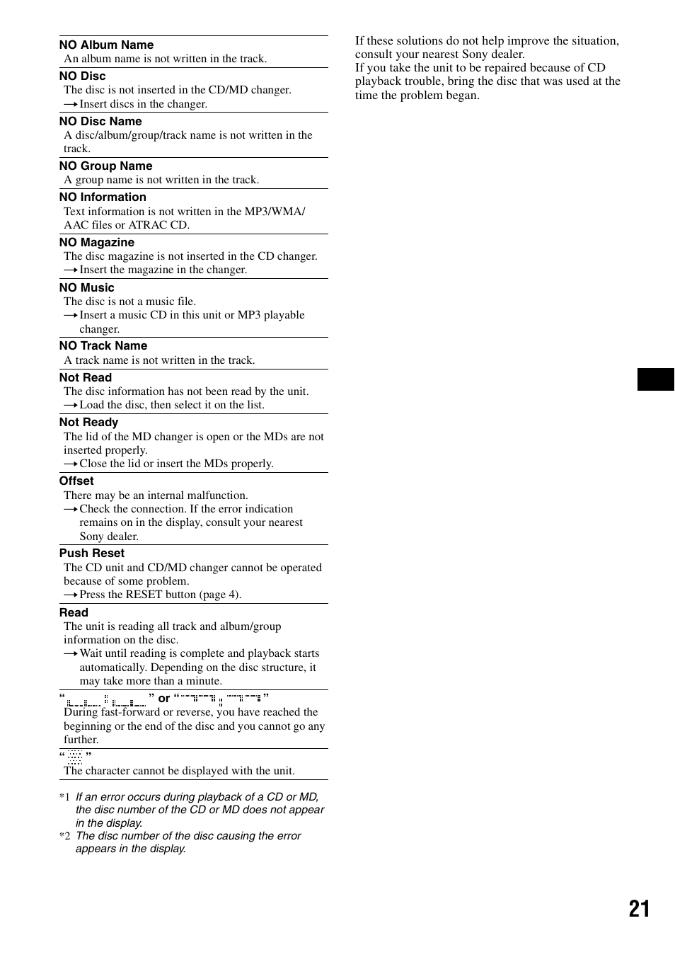 Sony CDX-GT71W User Manual | Page 21 / 44