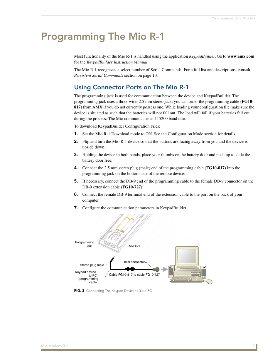 Programming the mio r-1, Using connector ports on the mio r-1 | AMX Mio Modero R-1 User Manual | Page 11 / 22