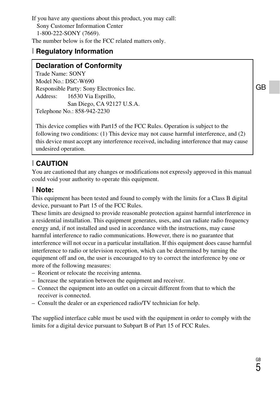 Sony DSC-W690 User Manual | Page 5 / 48