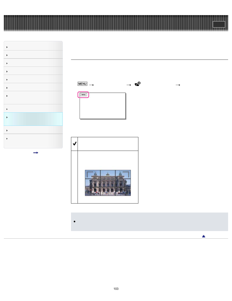Grid line, User guide | Sony HDR-MV1 User Manual | Page 103 / 171