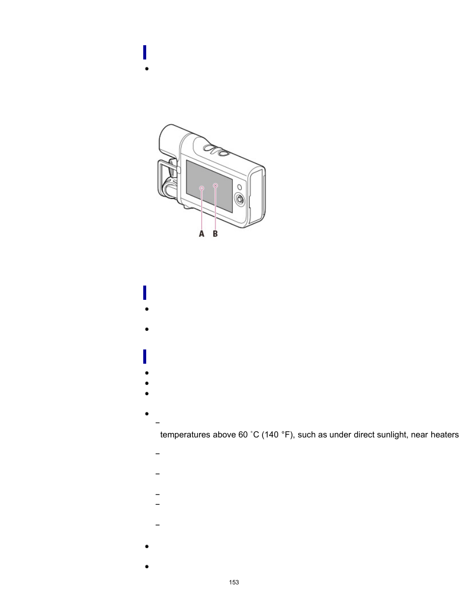 Lcd screen, On use and care | Sony HDR-MV1 User Manual | Page 153 / 171