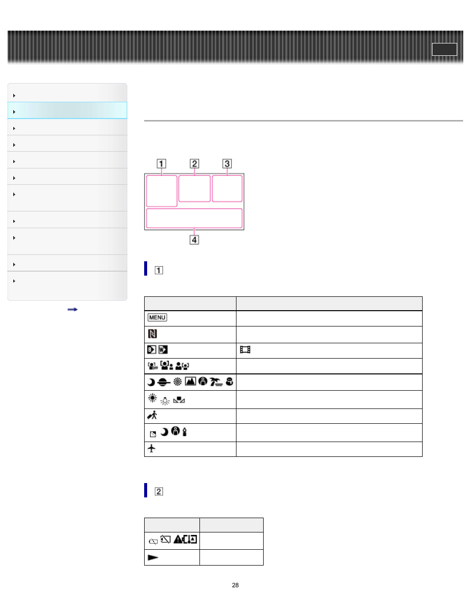 Screen indicators, User guide | Sony HDR-MV1 User Manual | Page 28 / 171