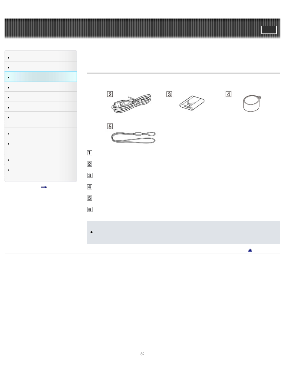 Supplied items, User guide | Sony HDR-MV1 User Manual | Page 32 / 171