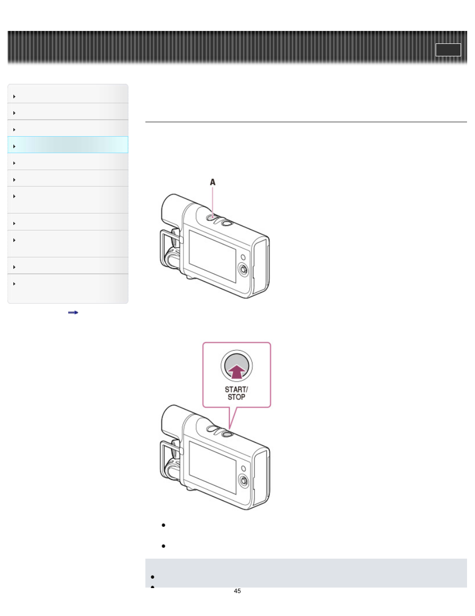 Shooting movies, User guide | Sony HDR-MV1 User Manual | Page 45 / 171