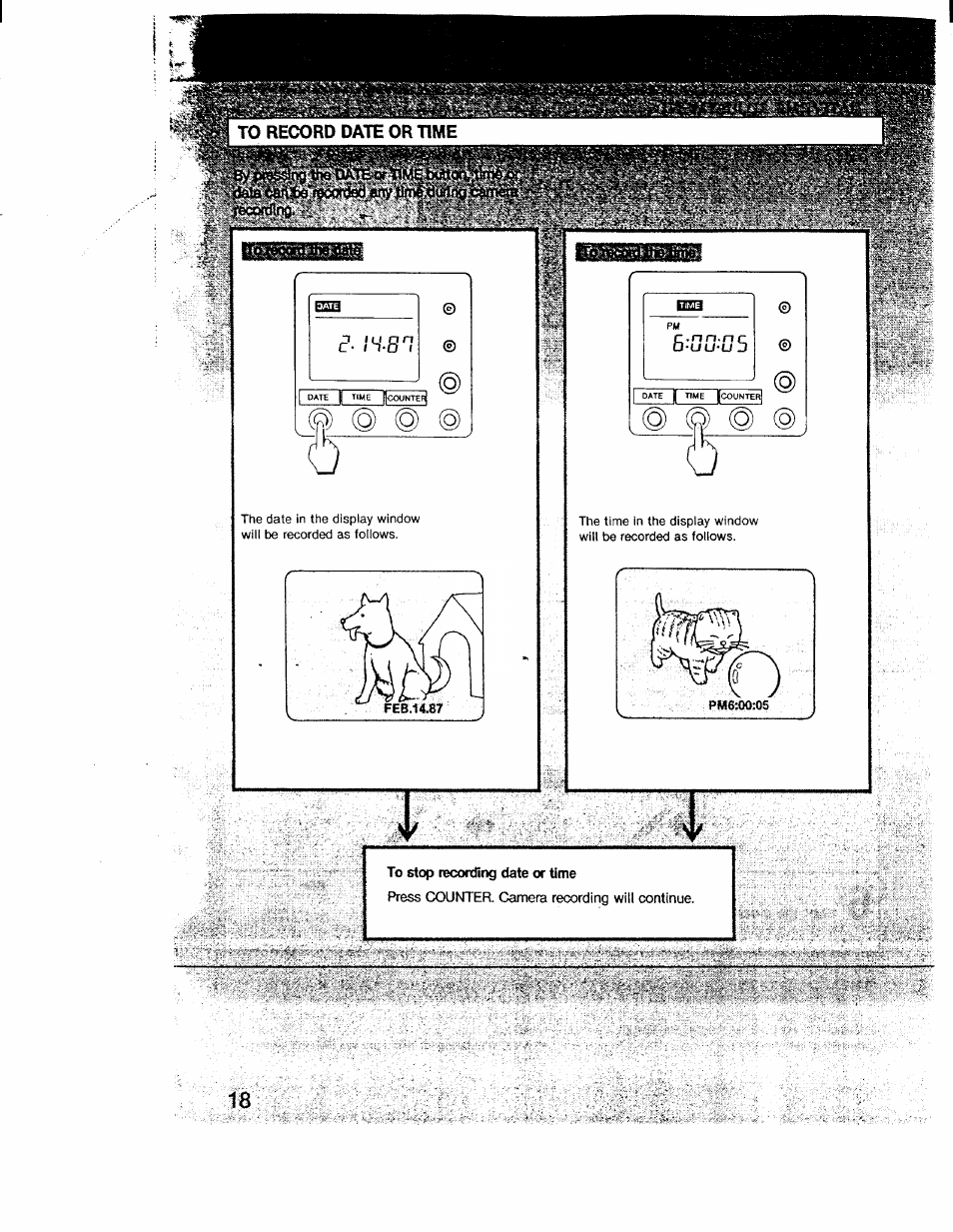 To stop recording date or time | Sony CCD-V1 User Manual | Page 10 / 40