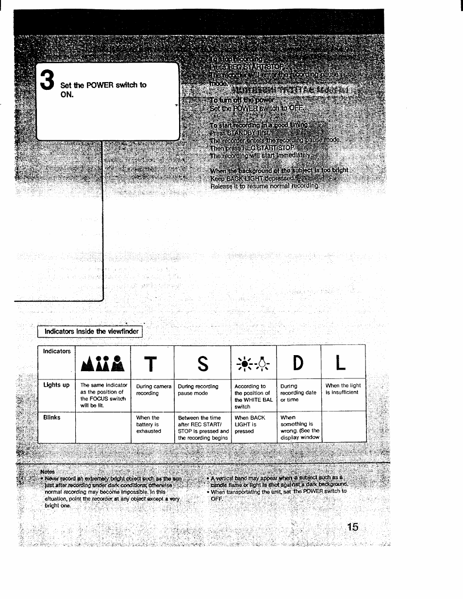 Indicators inside the viewfinder, I^u4 t | Sony CCD-V1 User Manual | Page 15 / 40