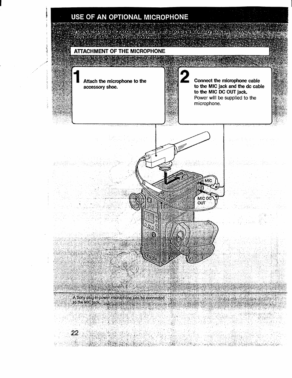 Use of an optional microphone, Canachmintof | Sony CCD-V1 User Manual | Page 22 / 40