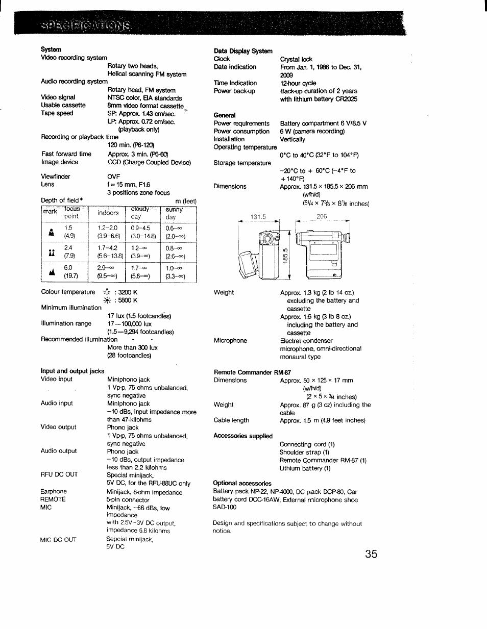 Eì is ft, S ic | Sony CCD-V1 User Manual | Page 35 / 40