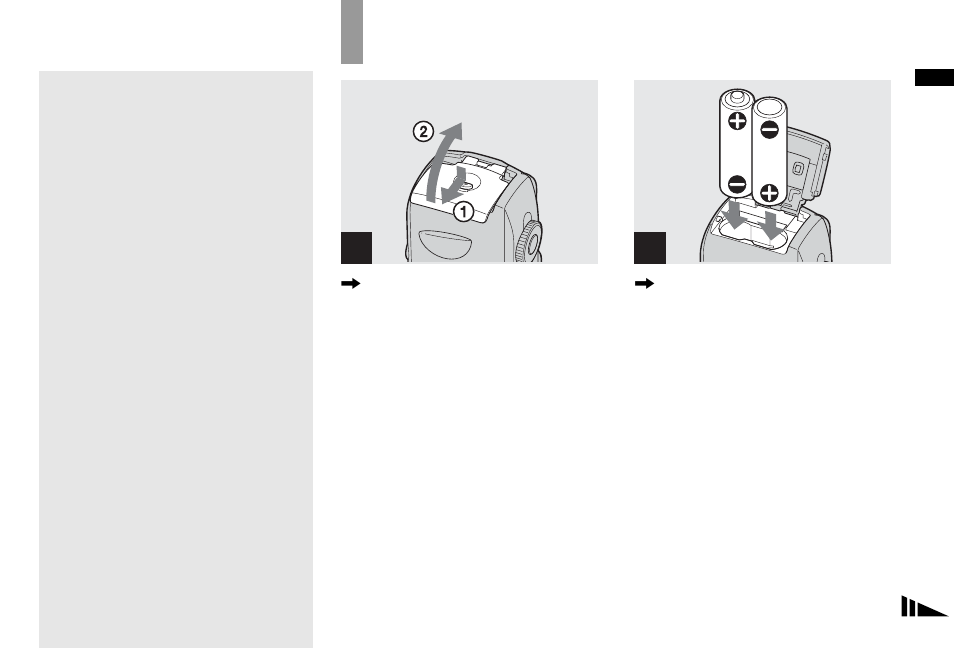 Inserting the batteries | Sony DSC-P93 User Manual | Page 13 / 132