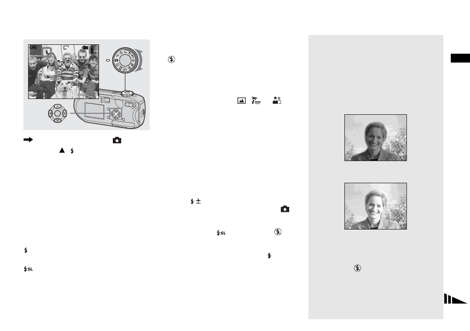 Selecting a flash mode, When shooting against a light source | Sony DSC-P93 User Manual | Page 31 / 132