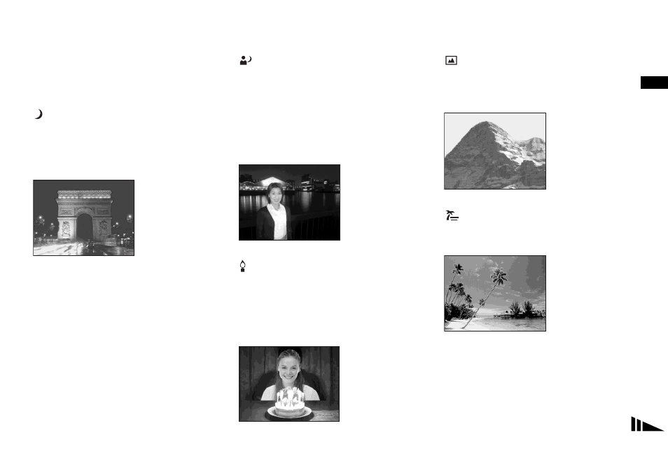 Shooting according to scene conditions | Sony DSC-P93 User Manual | Page 35 / 132