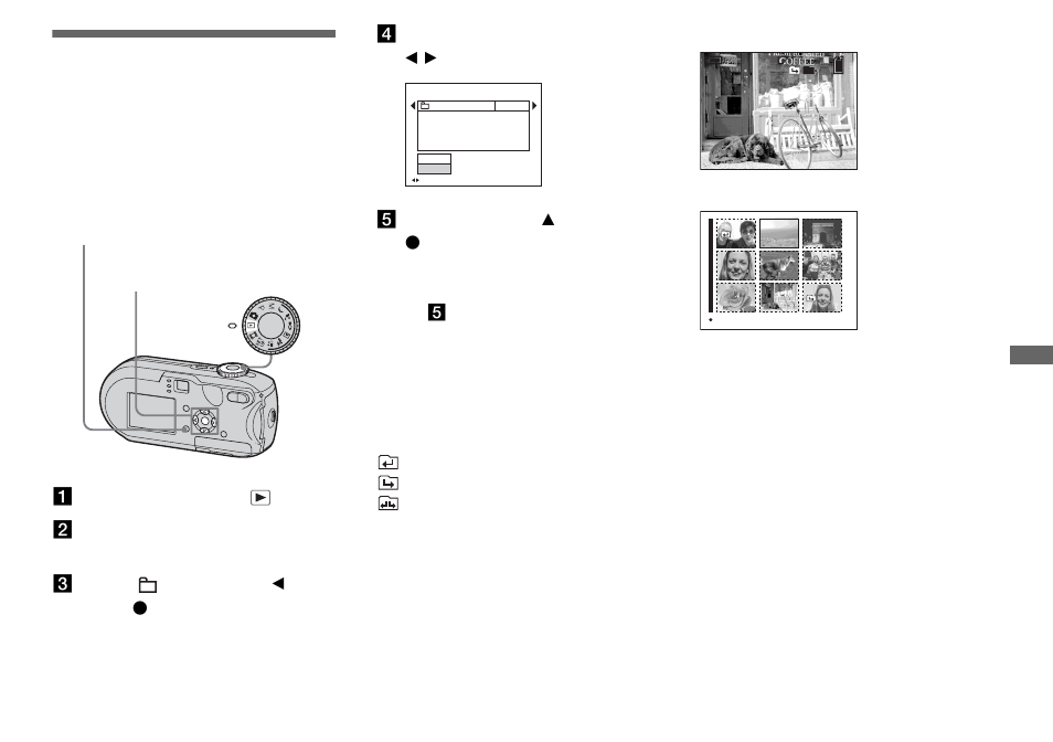 Advanced still image viewing, Selecting the folder and playing back images, Selecting the folder and playing back | Images – folder, Folder | Sony DSC-P93 User Manual | Page 63 / 132