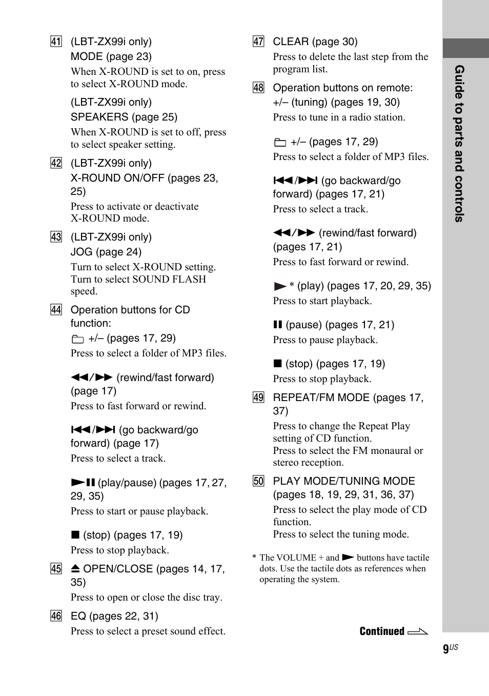 Sony LBT-ZX66i User Manual | Page 9 / 44