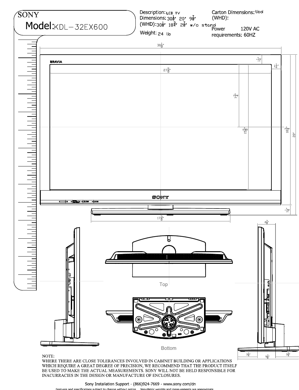 Sony KDL-32EX600 User Manual | 3 pages