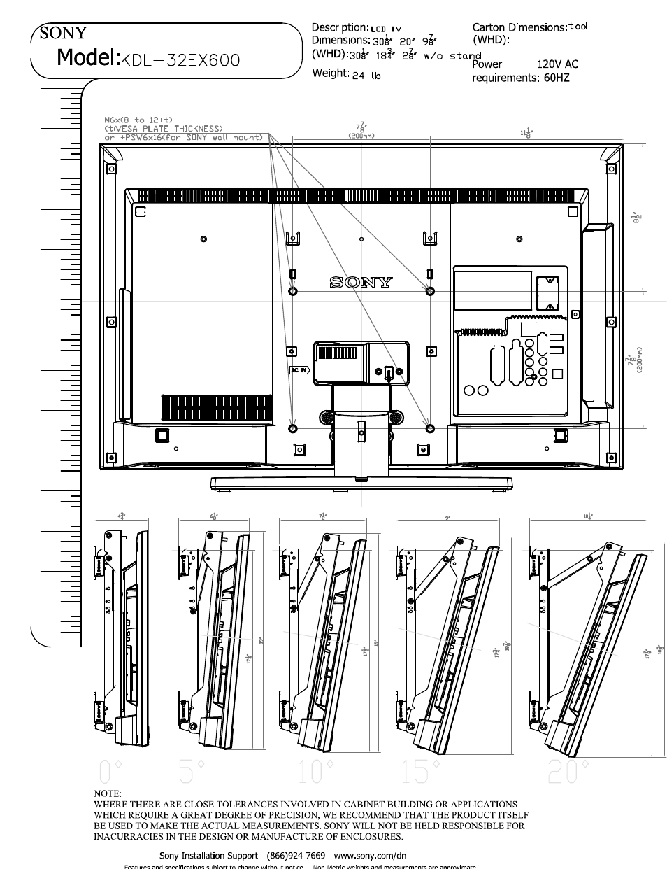 Model :kdl-32ex600, Model | Sony KDL-32EX600 User Manual | Page 2 / 3