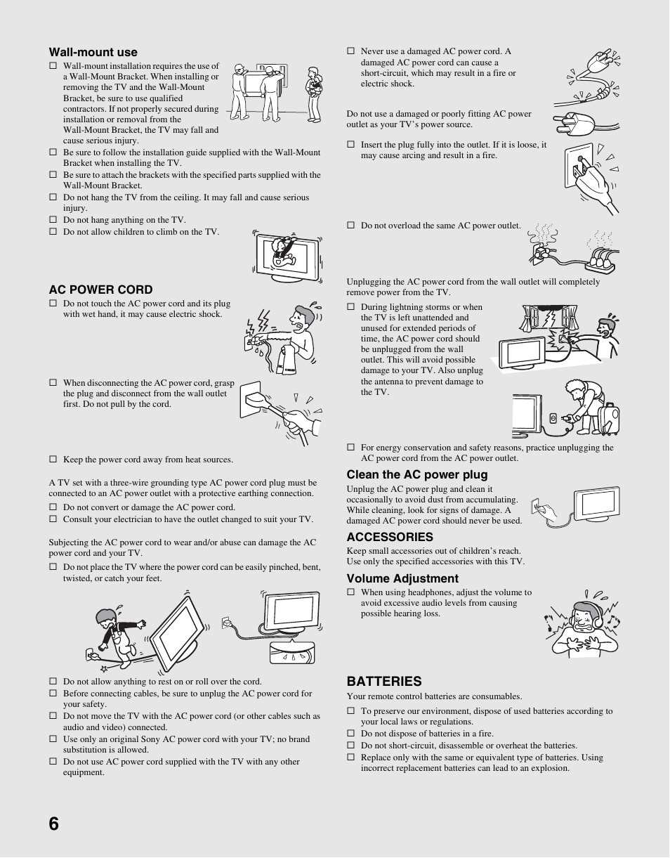Batteries | Sony KDL-40S4100 User Manual | Page 6 / 48