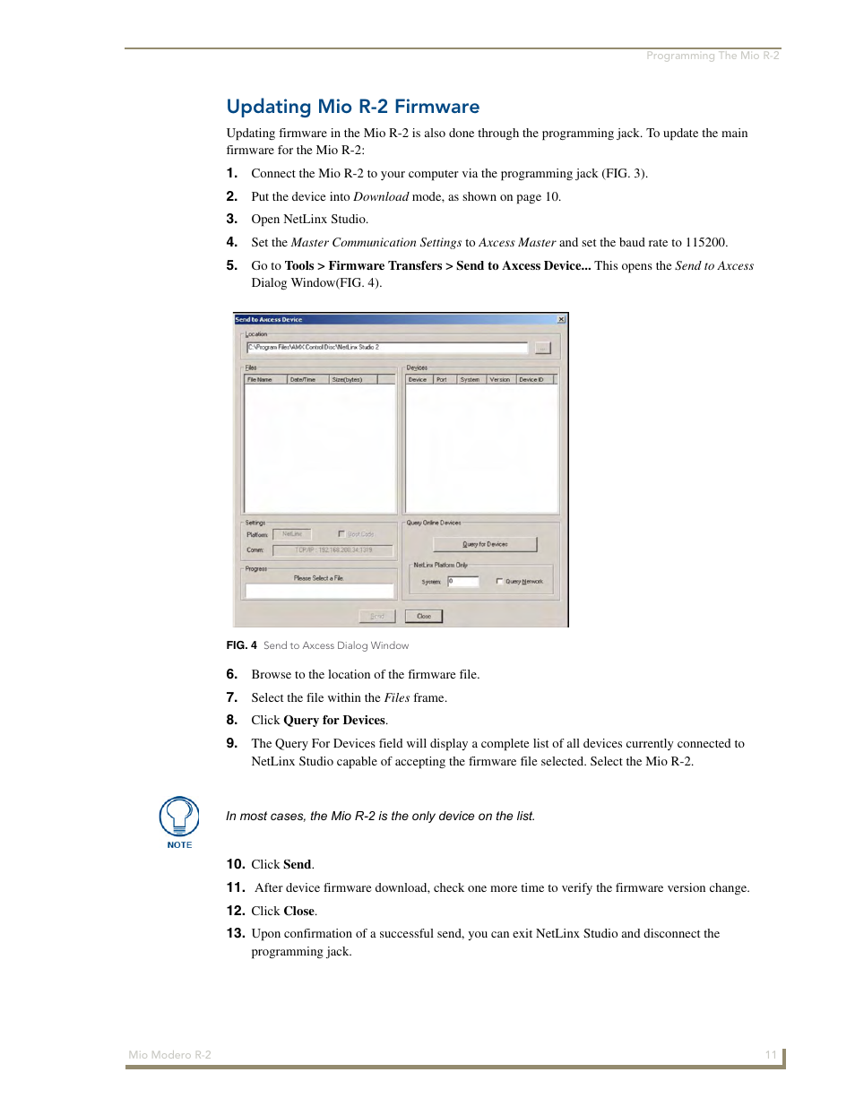 Updating mio r-2 firmware | AMX Mio Modero R-2 User Manual | Page 17 / 24