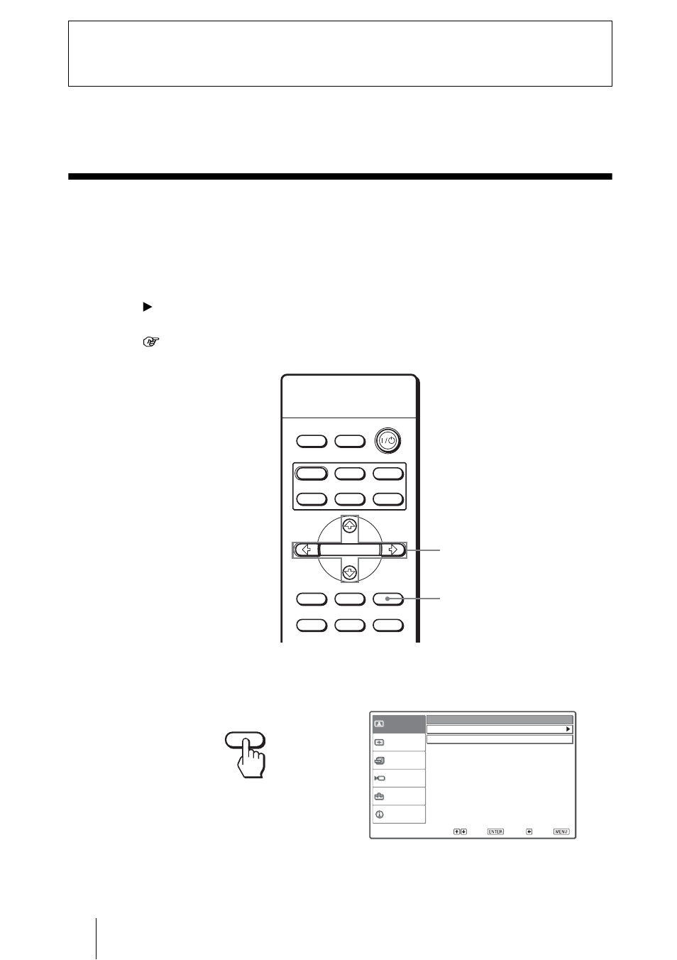 Using the menus, Operation through the menus, Press menu. the menu window appears | Sony VPL-HS51 User Manual | Page 34 / 68