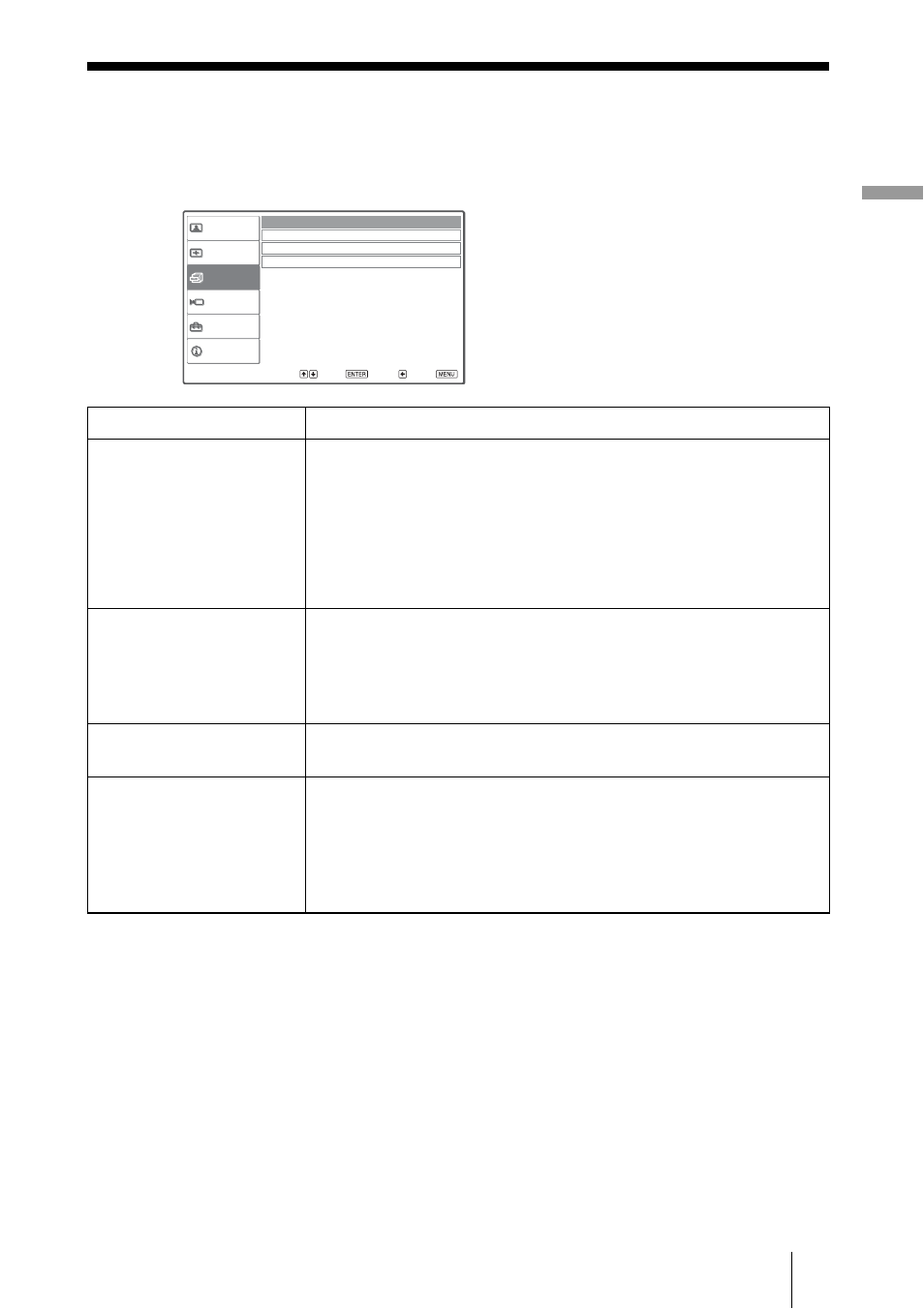 Function menu | Sony VPL-HS51 User Manual | Page 41 / 68