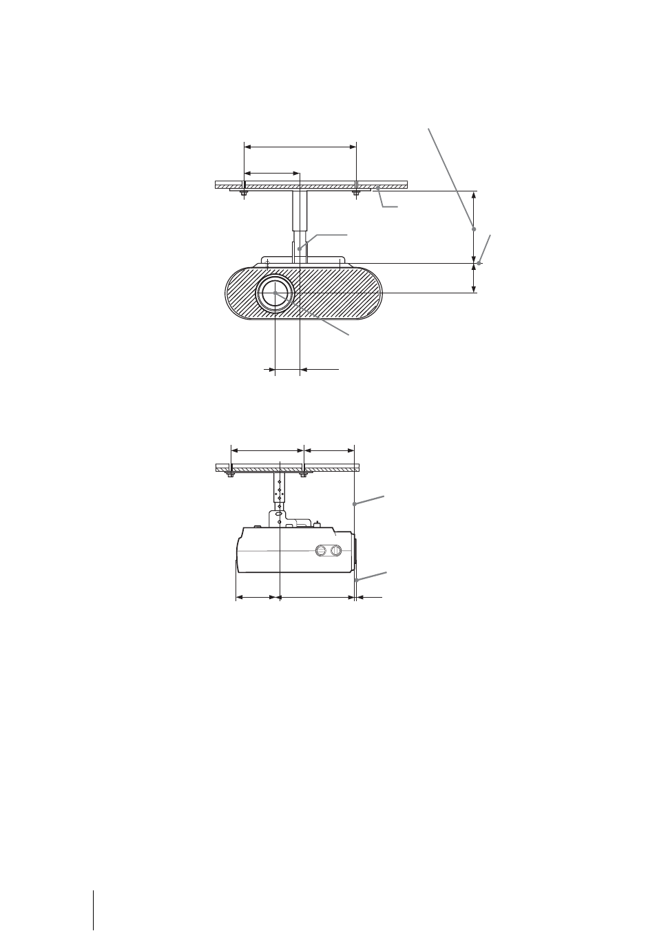 Front view side view, Ceiling installation | Sony VPL-HS51 User Manual | Page 60 / 68