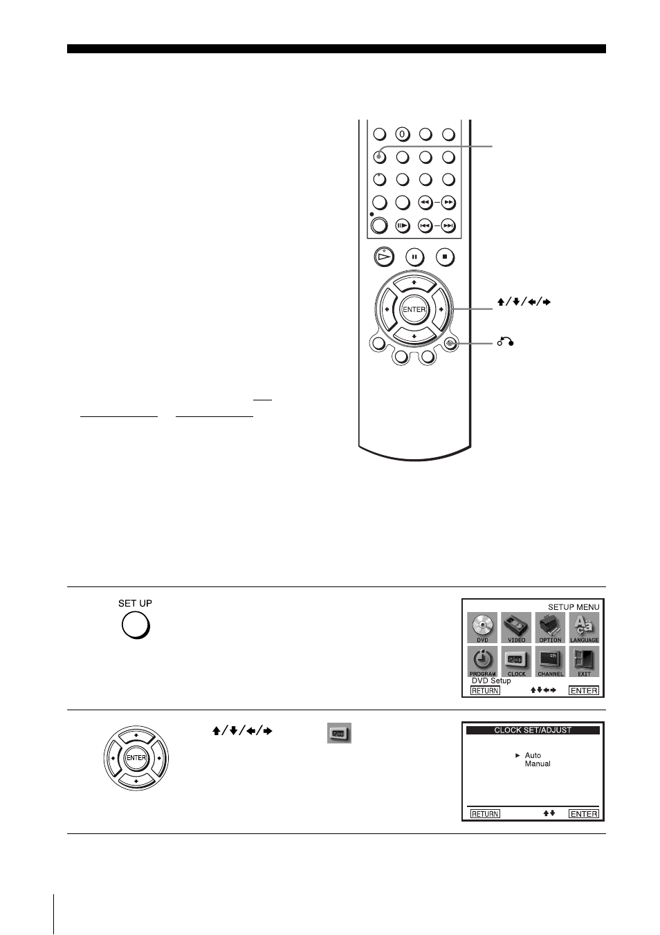 Step5: setting the clock, 20 step, Step 5 : setting the clock | Sony HT-V1000DP User Manual | Page 20 / 108
