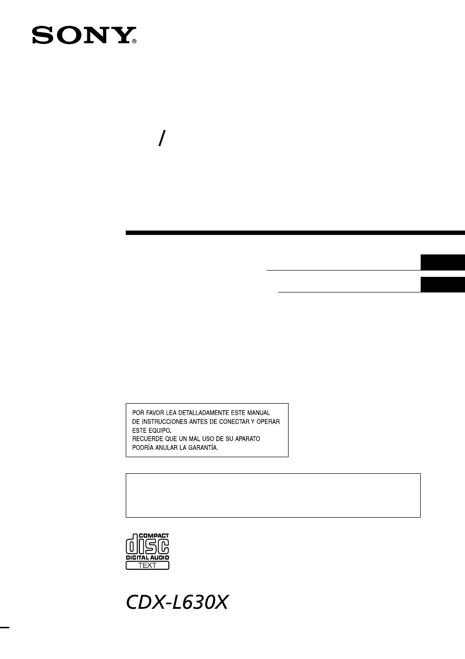Sony CDX-L630X User Manual | 44 pages