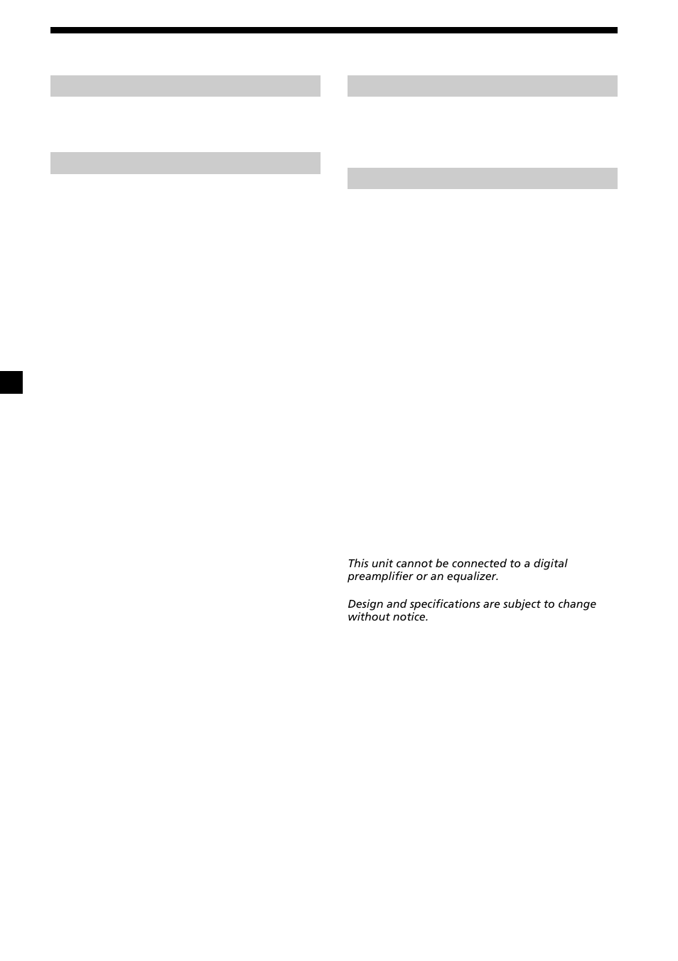 20 specifications, General | Sony CDX-L630X User Manual | Page 20 / 44