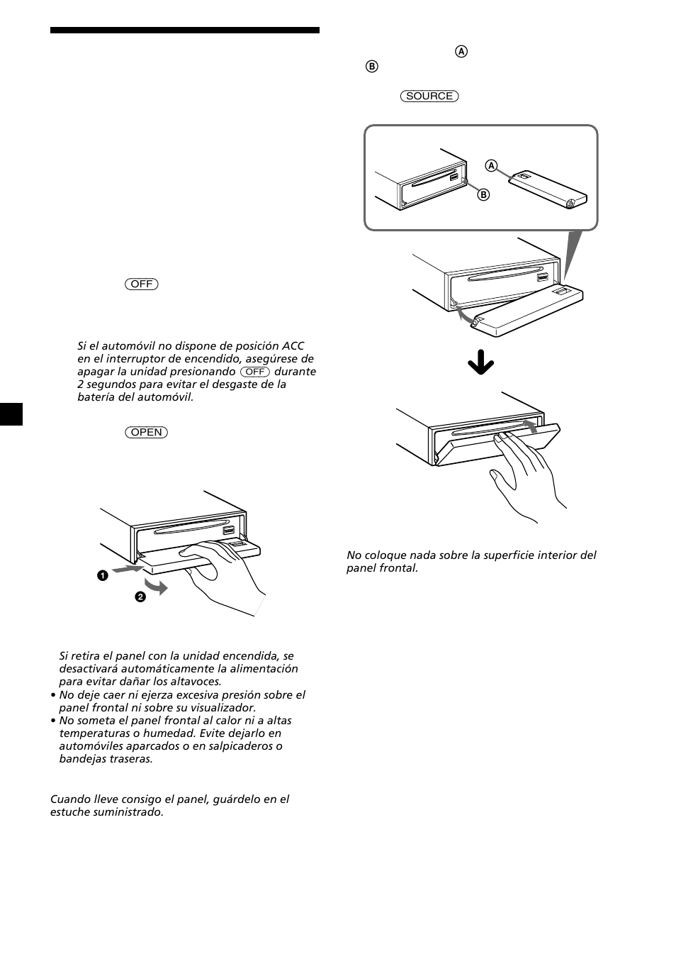 Extracción del panel frontal | Sony CDX-L630X User Manual | Page 30 / 44