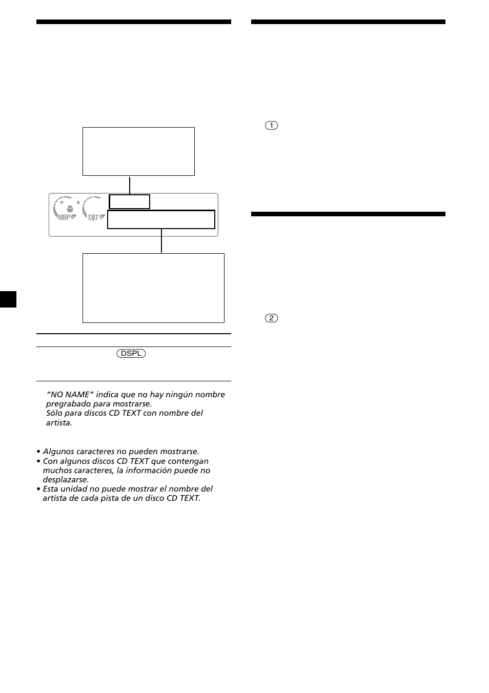 10 reproducción repetida de temas, Reproducción de temas en orden aleatorio, Elementos del visualizador | Sony CDX-L630X User Manual | Page 32 / 44