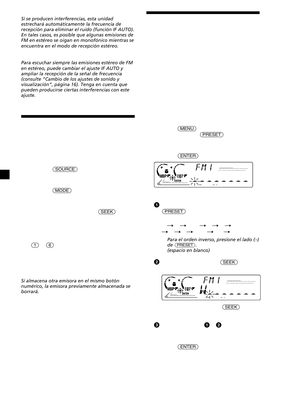 12 almacenamiento de los nombres de las emisoras, Almacenamiento de las emisoras deseadas | Sony CDX-L630X User Manual | Page 34 / 44