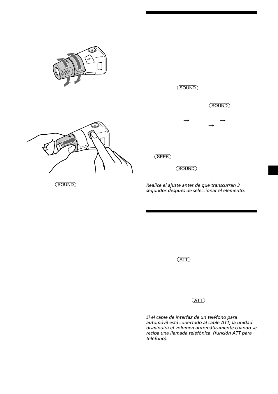 Ajuste de las características de sonido, Atenuación del sonido rápidamente | Sony CDX-L630X User Manual | Page 37 / 44