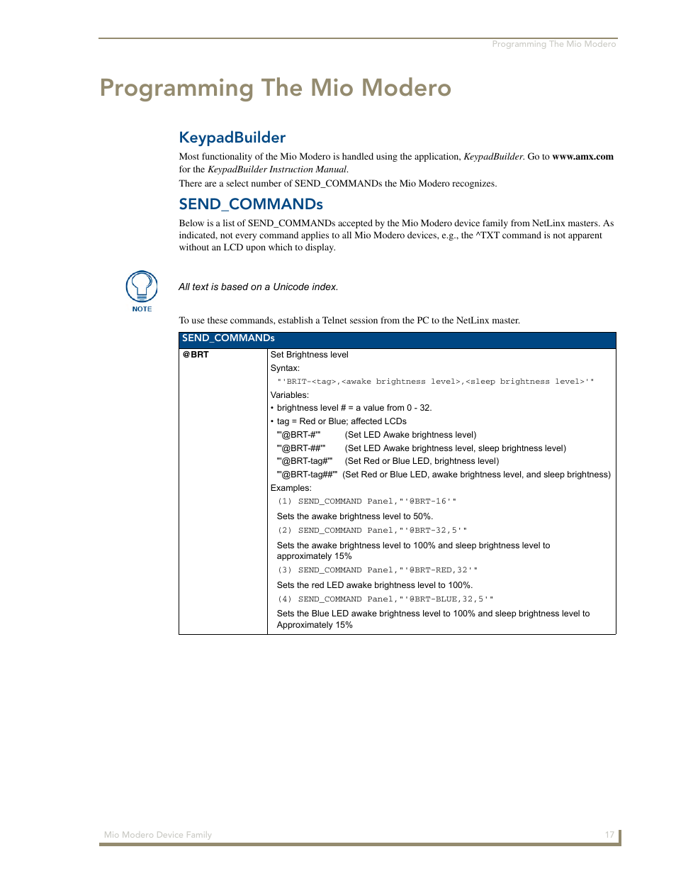 Programming the mio modero, Keypadbuilder, Send_commands | AMX Mio Modero Device Family User Manual | Page 21 / 28