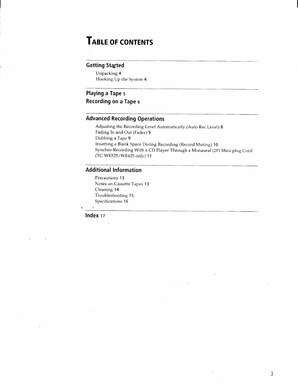 Sony TC-WE425 User Manual | Page 3 / 17