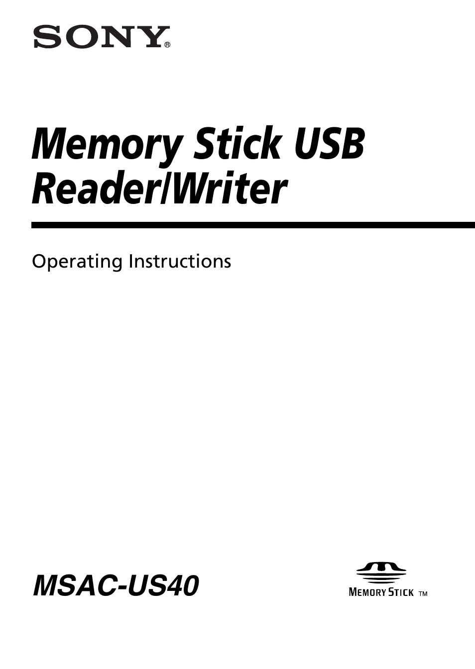 Sony MSAC-US40 User Manual | 43 pages