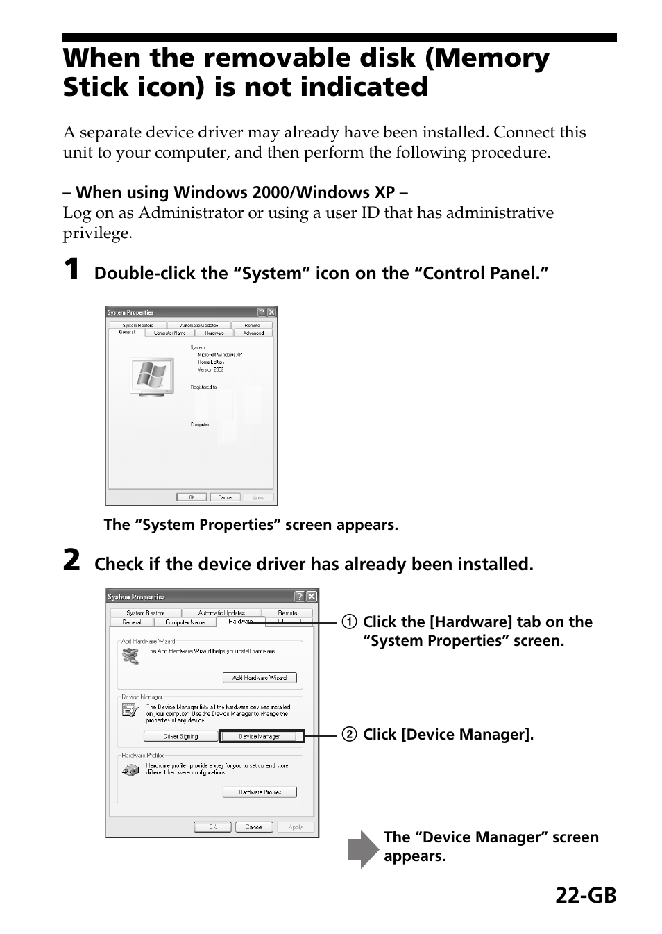 Sony MSAC-US40 User Manual | Page 22 / 43