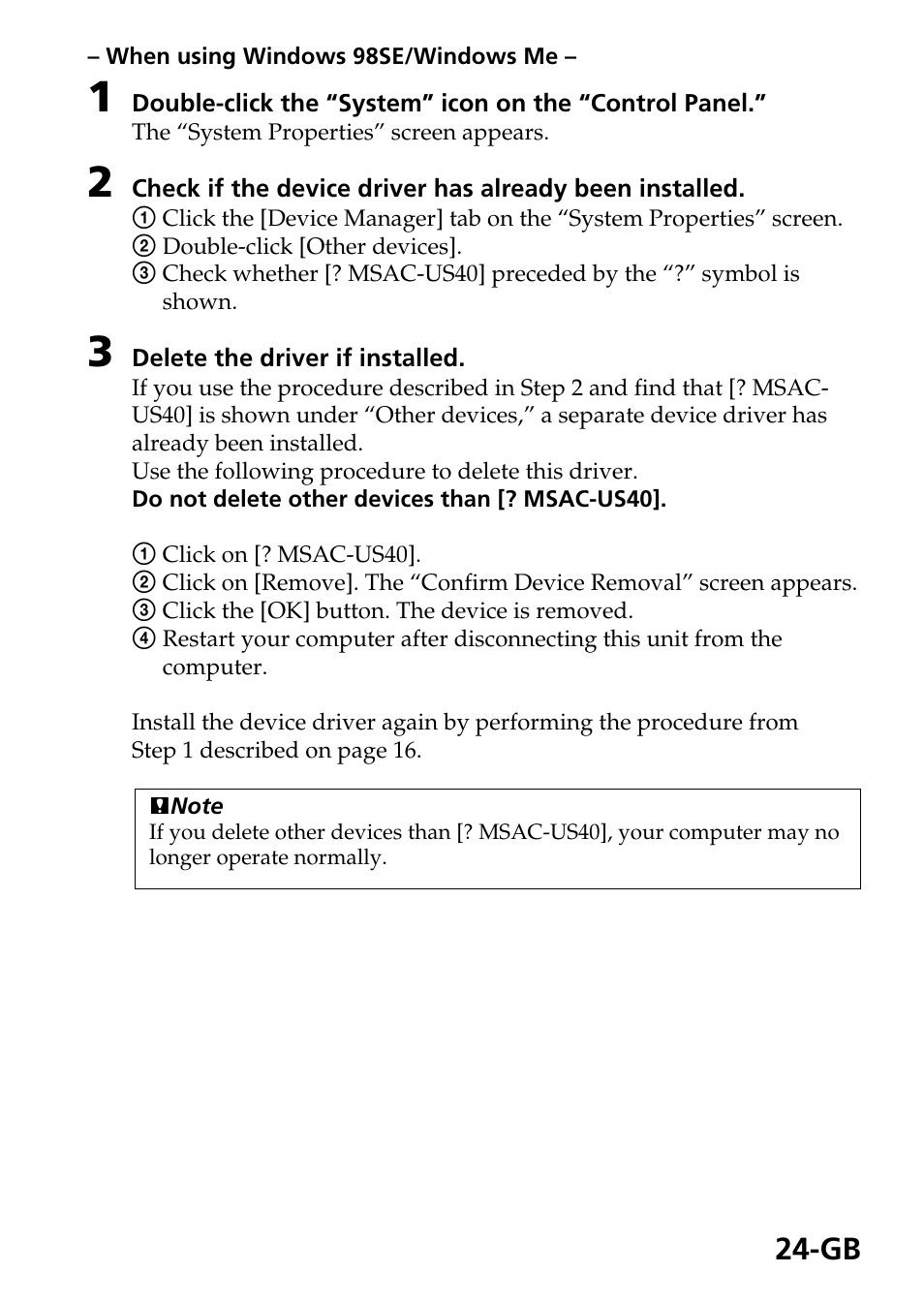 Sony MSAC-US40 User Manual | Page 24 / 43