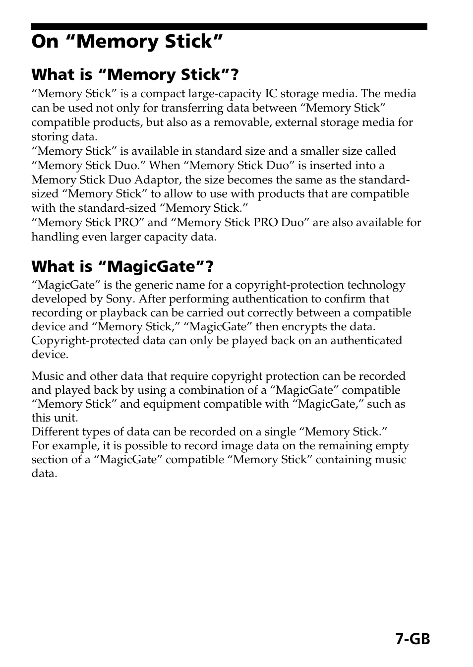 Sony MSAC-US40 User Manual | Page 7 / 43