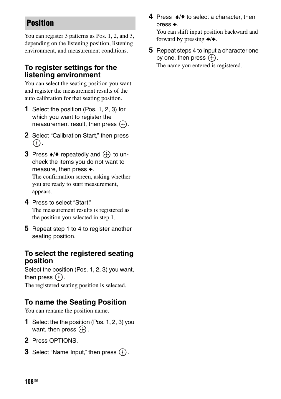 Position | Sony STR-DA3600ES User Manual | Page 108 / 162