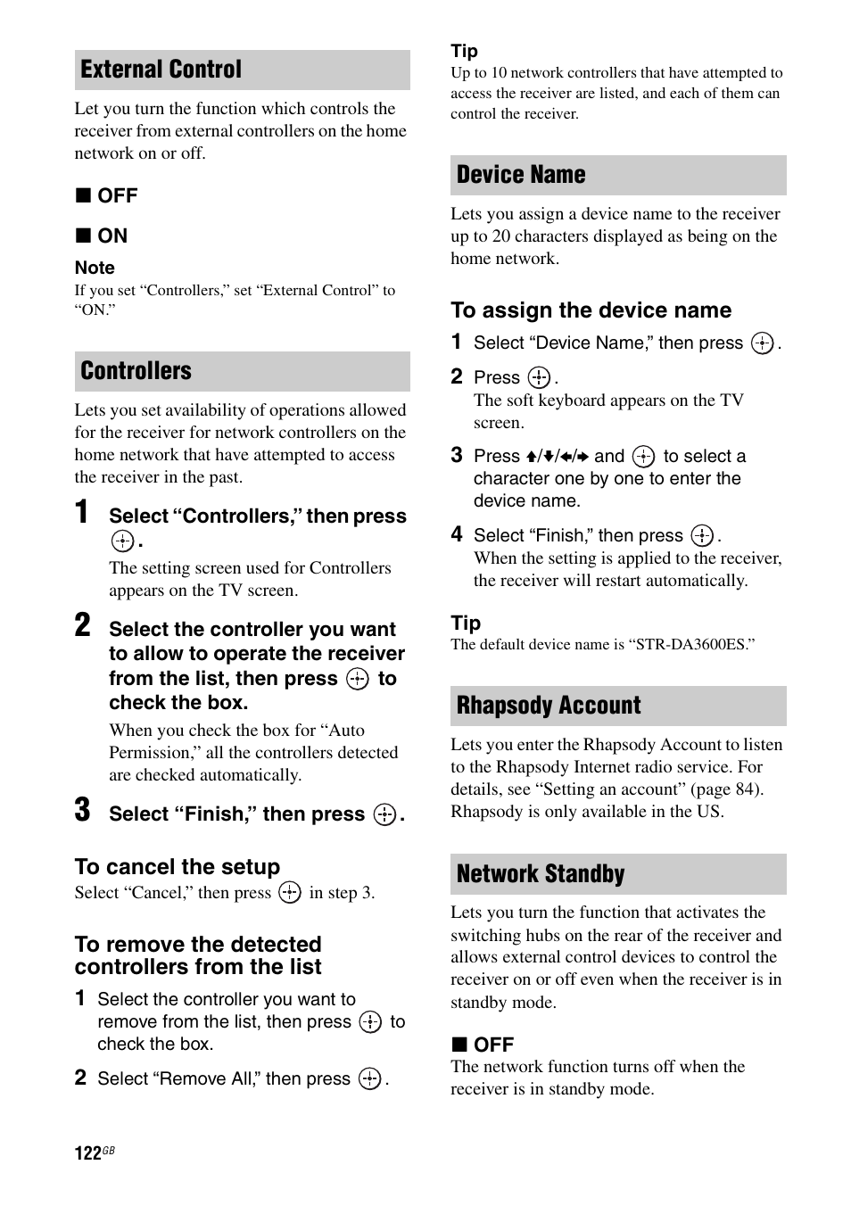 Sony STR-DA3600ES User Manual | Page 122 / 162